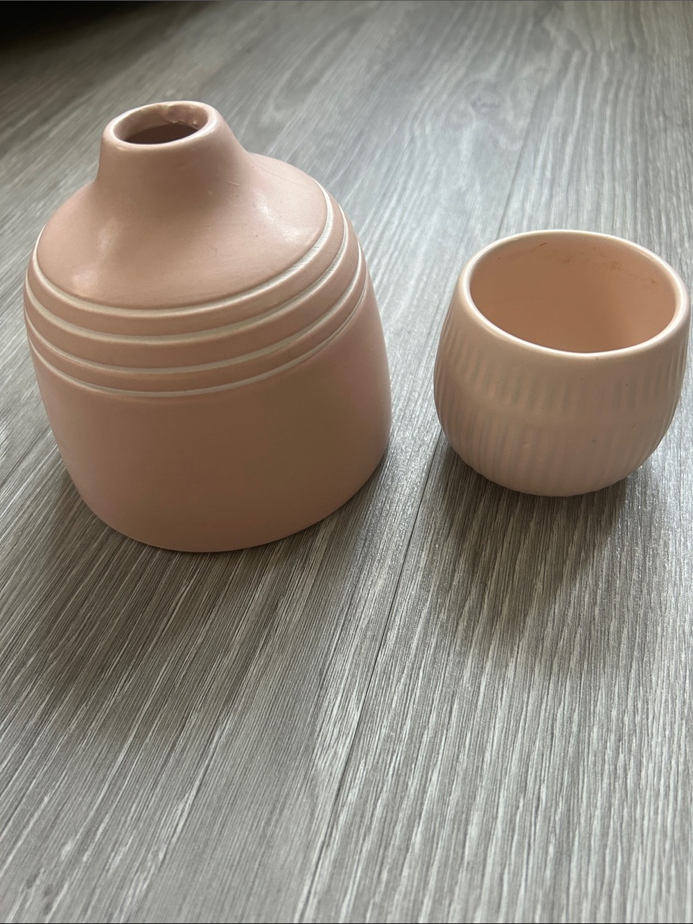 Set of Target Small Clay Ceramic Vase and Candle Holder